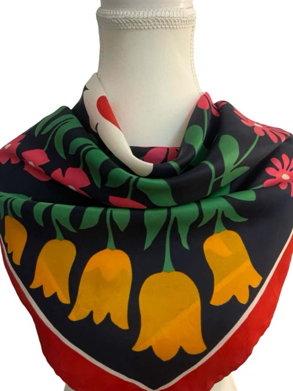 Vintage Barclay Paris Floral Scarf Made in Italy Acetate Twill 26 x 26